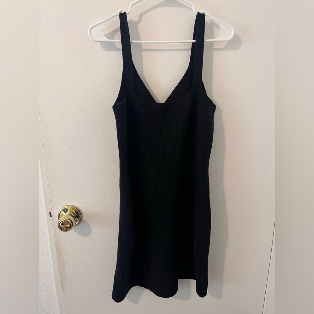 Abercrombie & Fitch Black Sweater Ribbed Knit Mini Bodycon Dress V-Neck Size XL - Picture 6 of 10